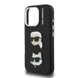 Karl Lagerfeld Grained PU K&CH Heads Zadní Kryt pro iPhone 16 Pro Max Black