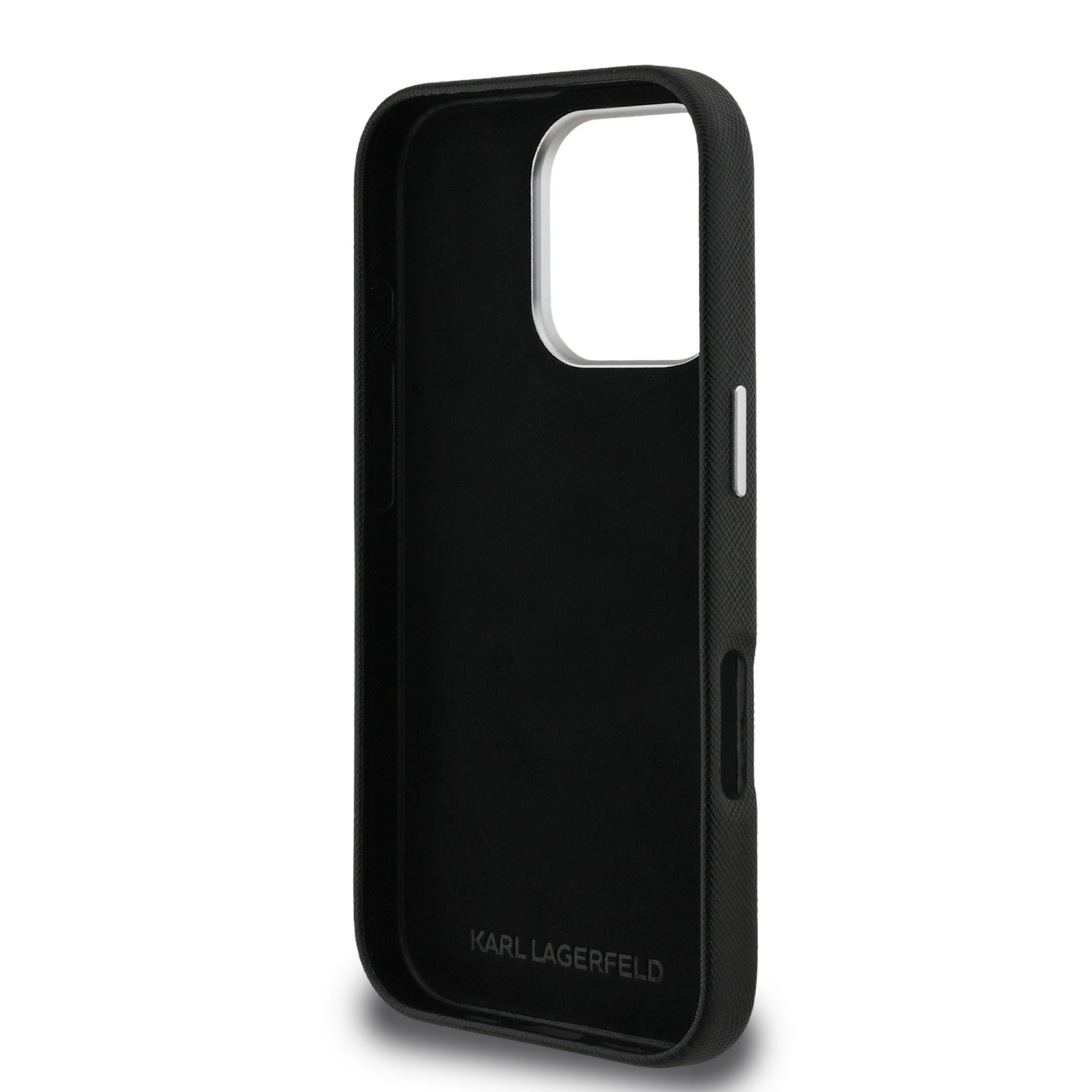 Karl Lagerfeld Grained PU K&CH Heads Zadní Kryt pro iPhone 16 Pro Max Black