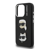 Karl Lagerfeld Grained PU K&CH Heads Zadní Kryt pro iPhone 15 Pro Max Black