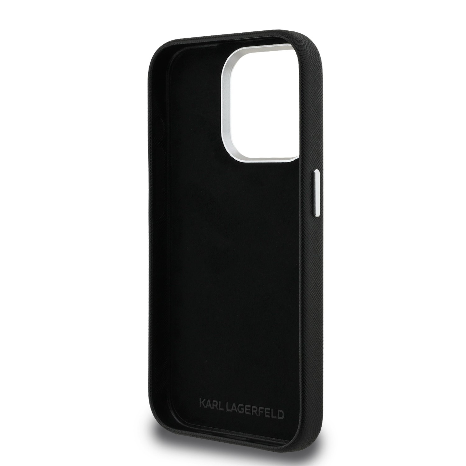 Karl Lagerfeld Grained PU K&CH Heads Zadní Kryt pro iPhone 15 Pro Max Black