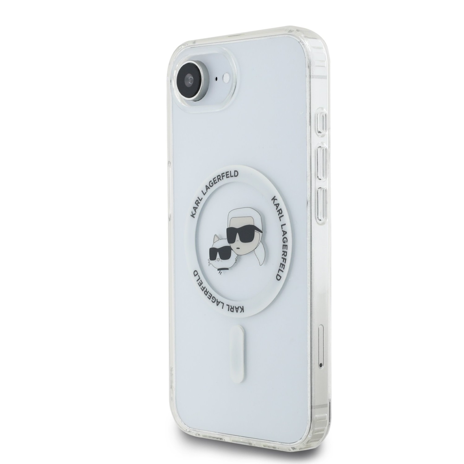 Karl Lagerfeld IML K&CH Heads Metal Frame MagSafe Zadní Kryt pro iPhone 16e Transparent