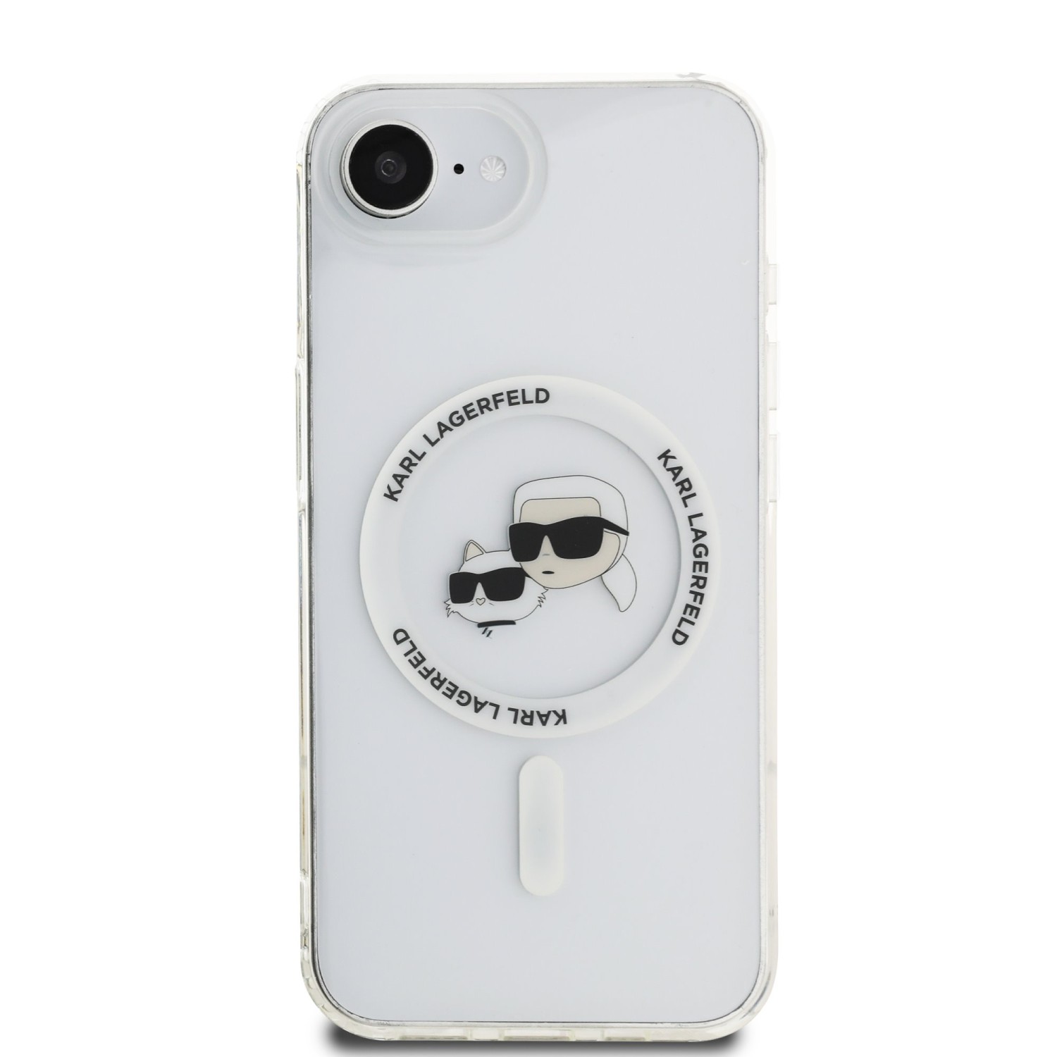 Karl Lagerfeld IML K&CH Heads Metal Frame MagSafe Zadní Kryt pro iPhone 16e Transparent