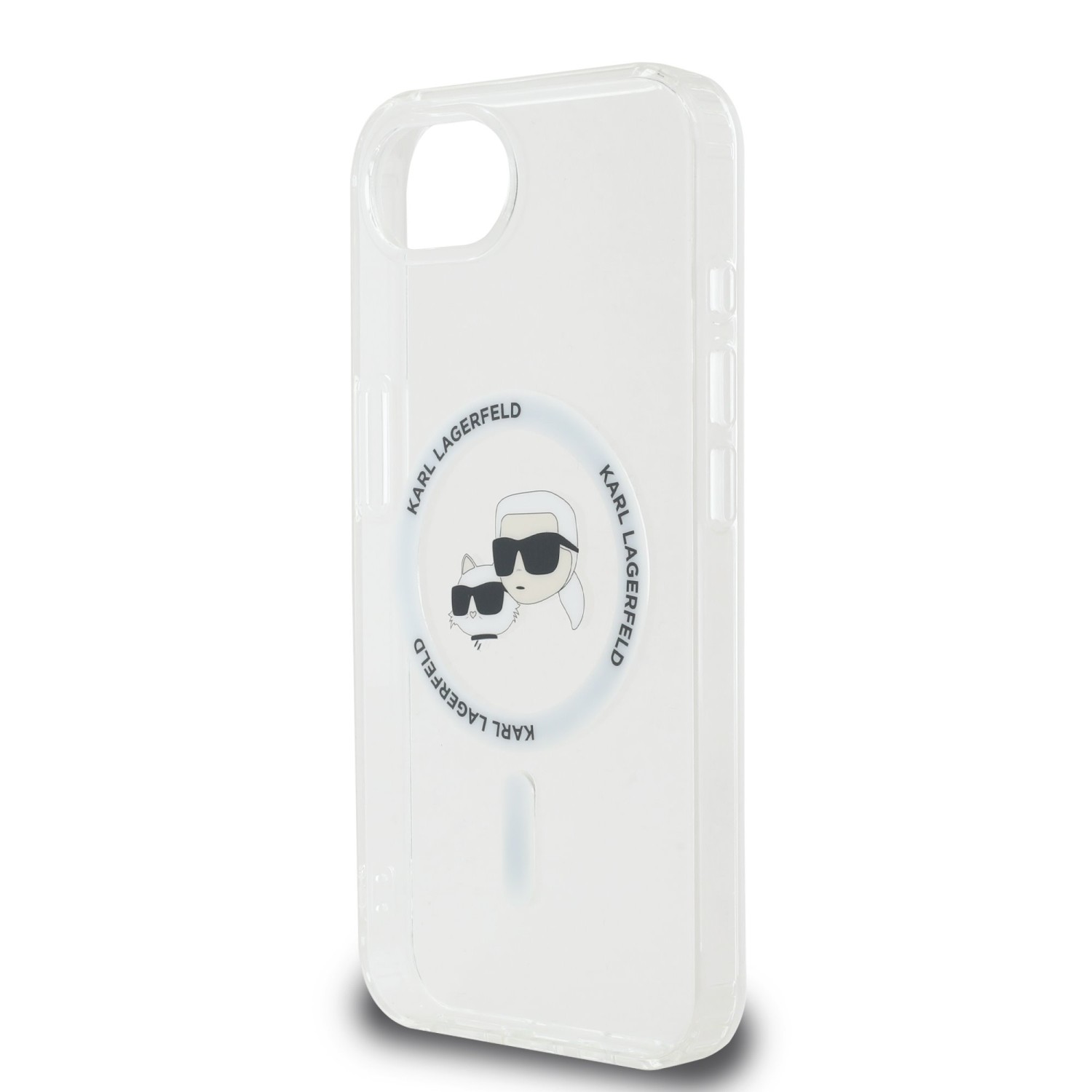 Karl Lagerfeld IML K&CH Heads Metal Frame MagSafe Zadní Kryt pro iPhone 16e Transparent