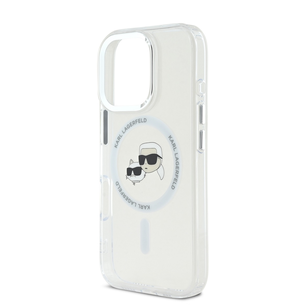 Karl Lagerfeld IML K&CH Heads Metal Frame MagSafe Zadní Kryt pro iPhone 16 Pro Max Transparent