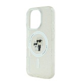 Karl Lagerfeld IML Glitter Karl and Choupette MagSafe Zadní Kryt pro iPhone 16 Pro Max Transparent