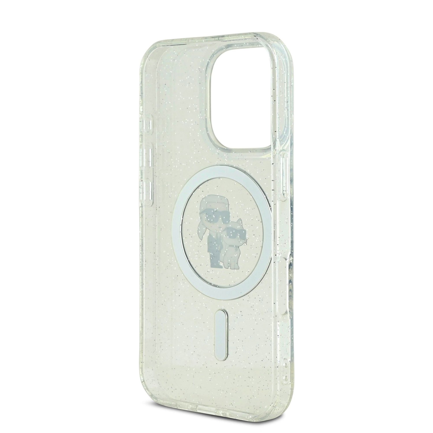 Karl Lagerfeld IML Glitter Karl and Choupette MagSafe Zadní Kryt pro iPhone 16 Pro Max Transparent