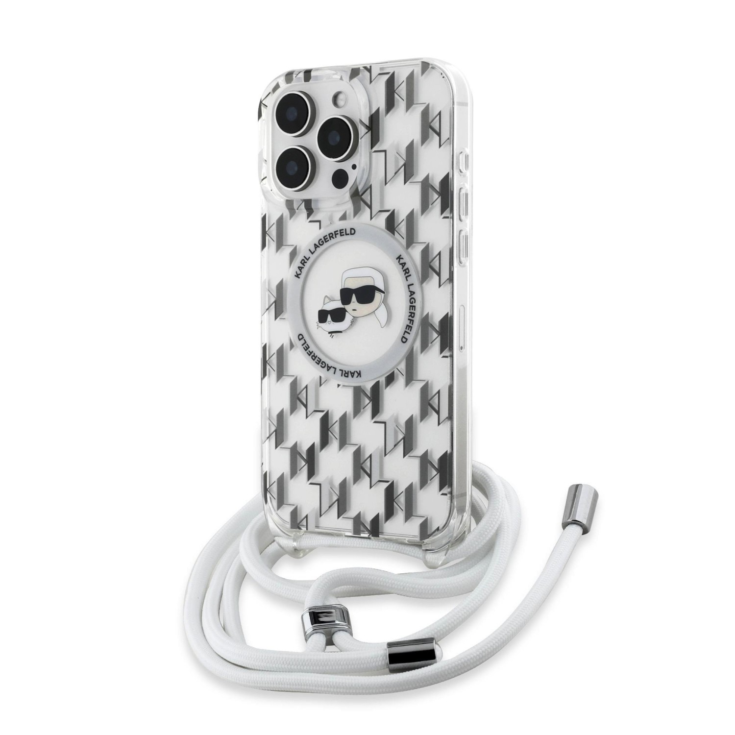 Karl Lagerfeld IML Monogram Crossbody K&CH Heads MagSafe Zadní Kryt pro iPhone 16 Pro Max Transparent