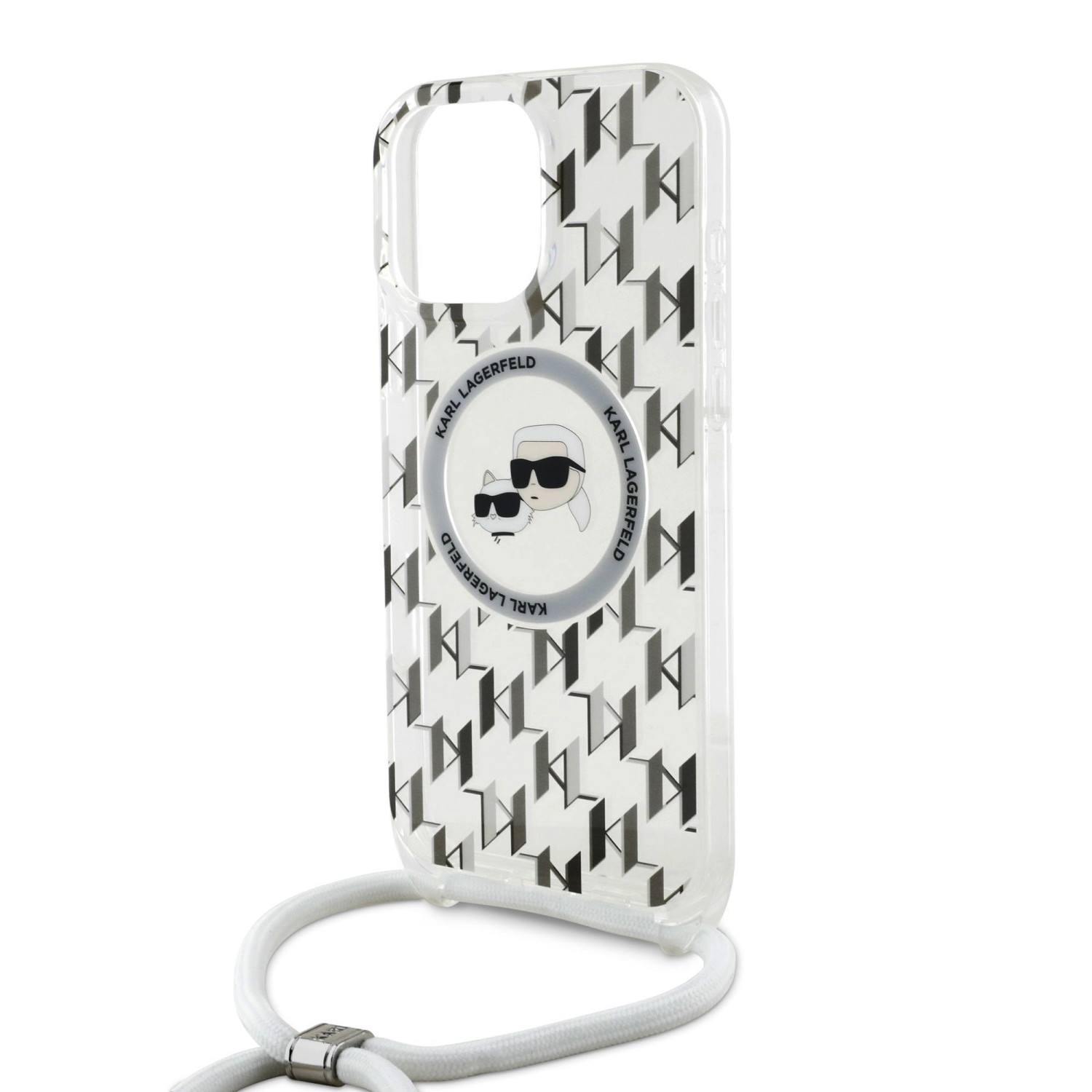Karl Lagerfeld IML Monogram Crossbody K&CH Heads MagSafe Zadní Kryt pro iPhone 16 Pro Max Transparent