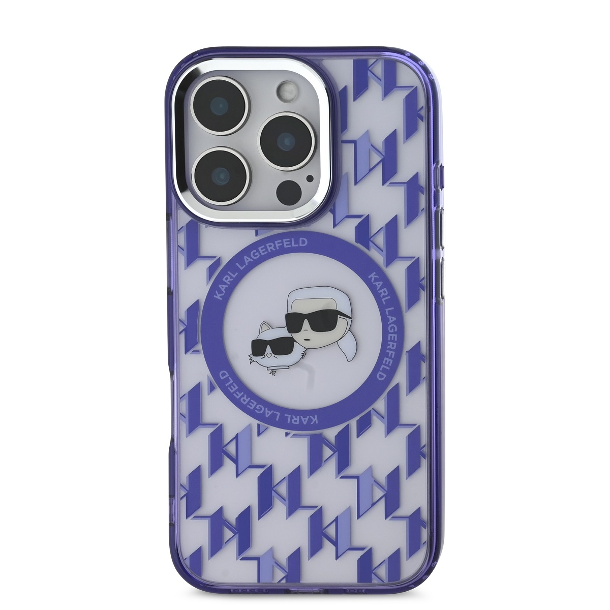 Karl Lagerfeld IML Monogram K&CH Heads MagSafe Zadní Kryt pro iPhone 16 Pro Max Purple