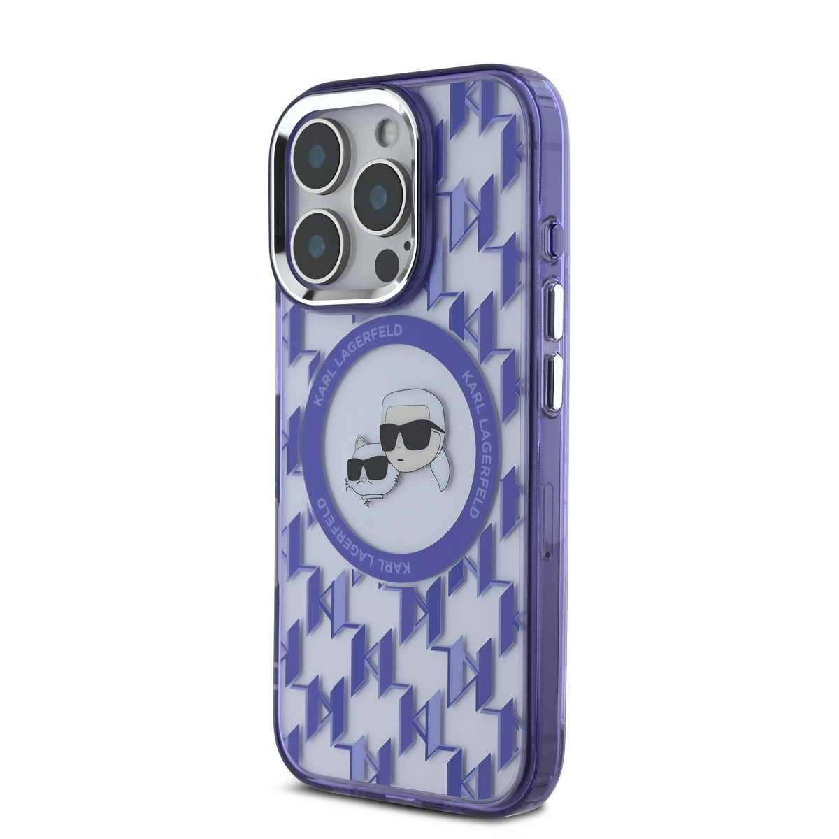 Karl Lagerfeld IML Monogram K&CH Heads MagSafe Zadní Kryt pro iPhone 16 Pro Max Purple