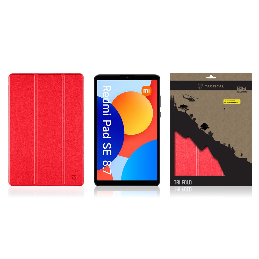 Tactical Book Tri Fold Pouzdro pro Xiaomi Redmi Pad SE 8,7 Red