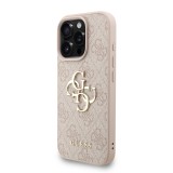 Guess PU 4G Metal Logo Strap Zadní Kryt pro iPhone 16 Pro Max Pink