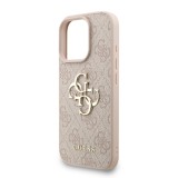 Guess PU 4G Metal Logo Strap Zadní Kryt pro iPhone 16 Pro Max Pink