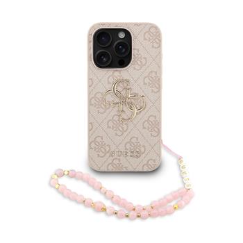 Zadní kryt Guess PU 4G Metal Logo Strap pro Apple iPhone 16 Pro Max, růžová