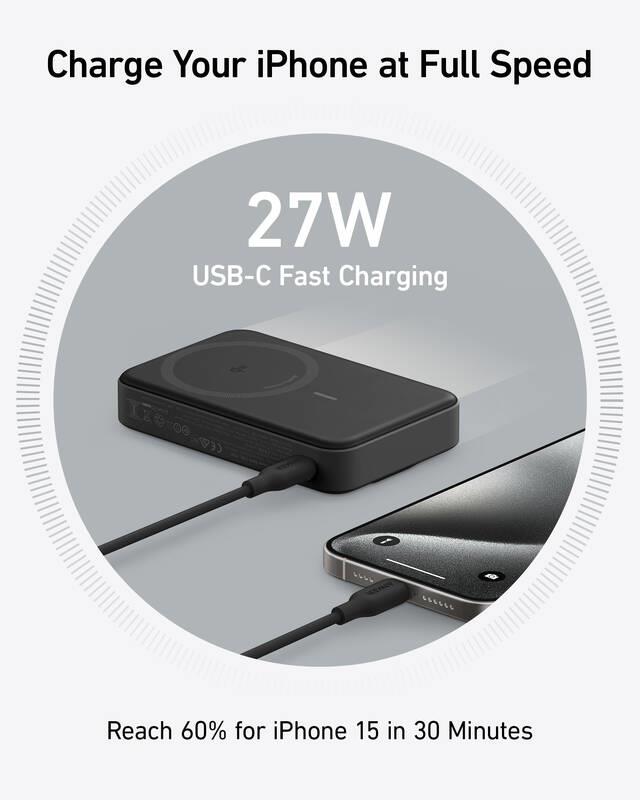Bezdrátová powerbanka Anker MagGo 10000mAh, 27W černá