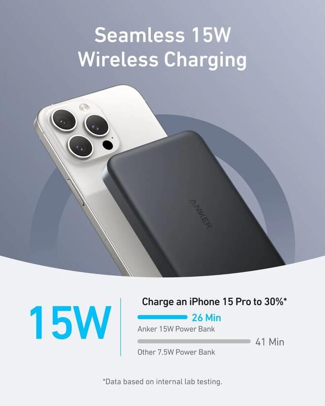Anker MagGo 10000mAh, Bezdrátová powerbanka 30W černá