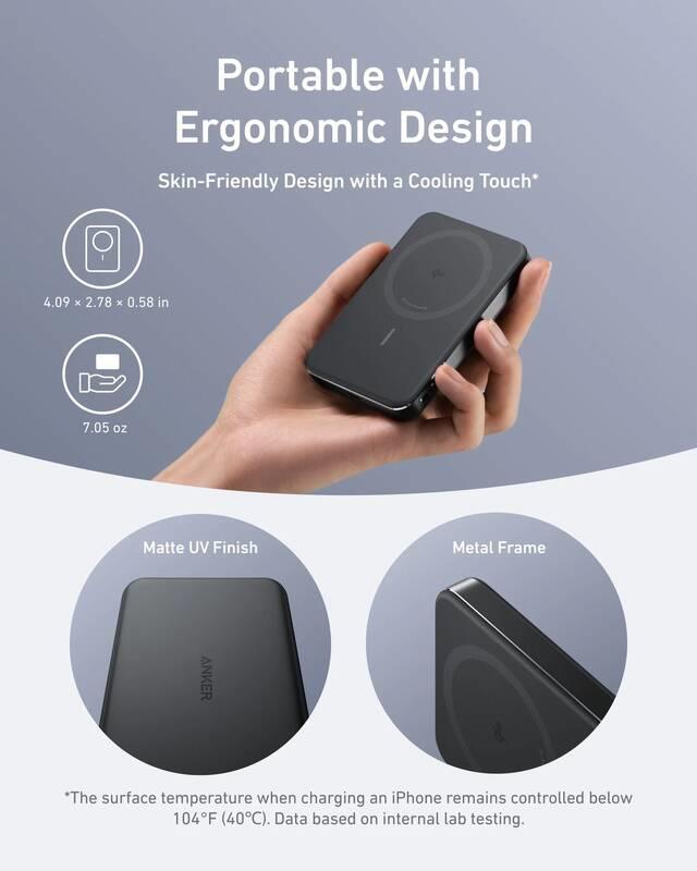 Anker MagGo 10000mAh, Bezdrátová powerbanka 30W černá