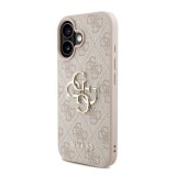 Guess PU 4G Metal Logo Strap Zadní Kryt pro iPhone 16 Pink