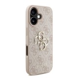Guess PU 4G Metal Logo Strap Zadní Kryt pro iPhone 16 Pink