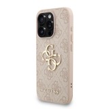 Guess PU 4G Metal Logo Strap Zadní Kryt pro iPhone 15 Pro Max Pink