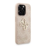 Guess PU 4G Metal Logo Strap Zadní Kryt pro iPhone 15 Pro Max Pink