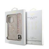 Guess PU 4G Metal Logo Strap Zadní Kryt pro iPhone 15 Pro Max Pink