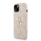 Guess PU 4G Metal Logo Strap Zadní Kryt pro iPhone 15 Pink
