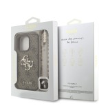 Guess PU 4G Metal Logo Strap Zadní Kryt pro iPhone 16 Pro Max Brown