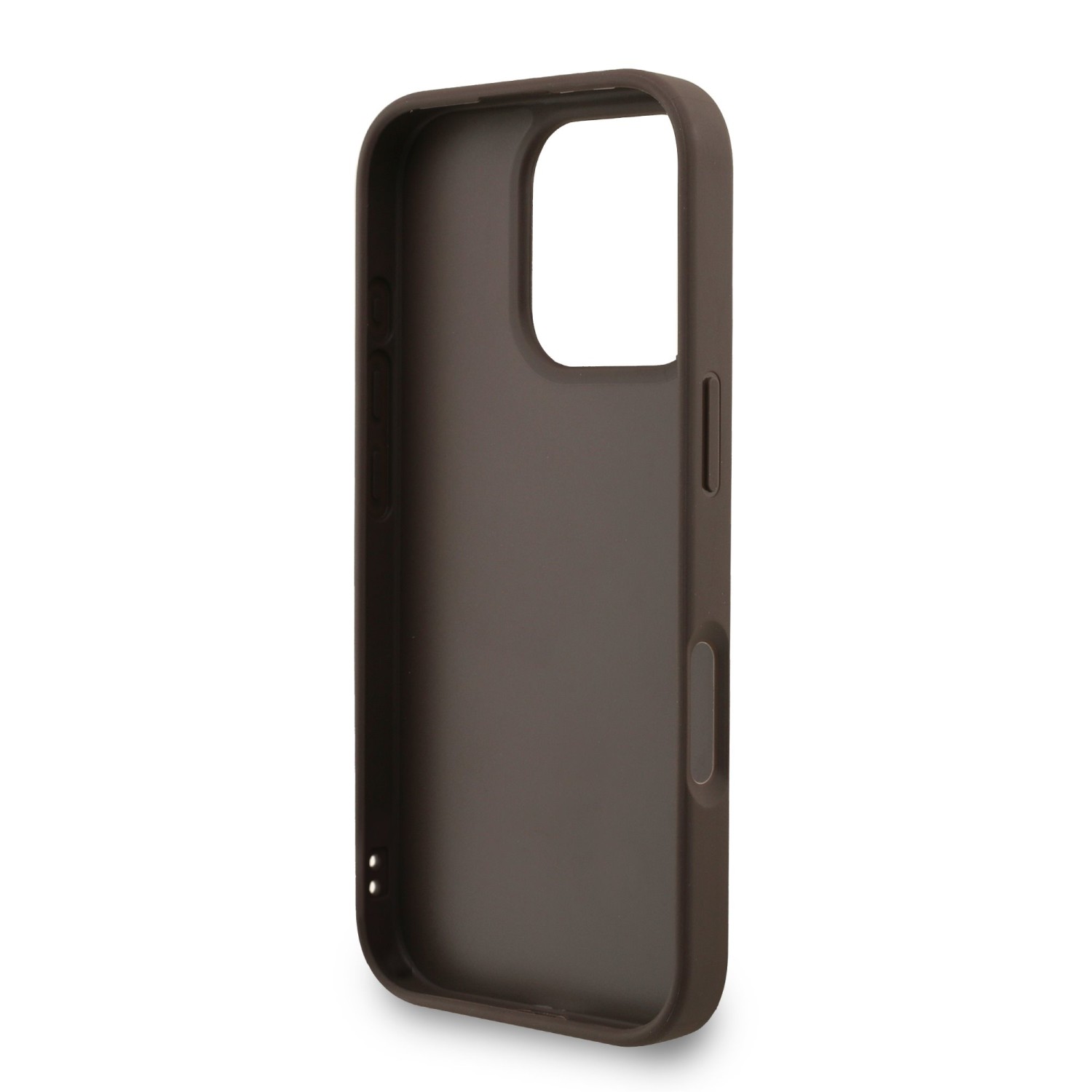 Guess PU 4G Metal Logo Strap Zadní Kryt pro iPhone 16 Pro Max Brown