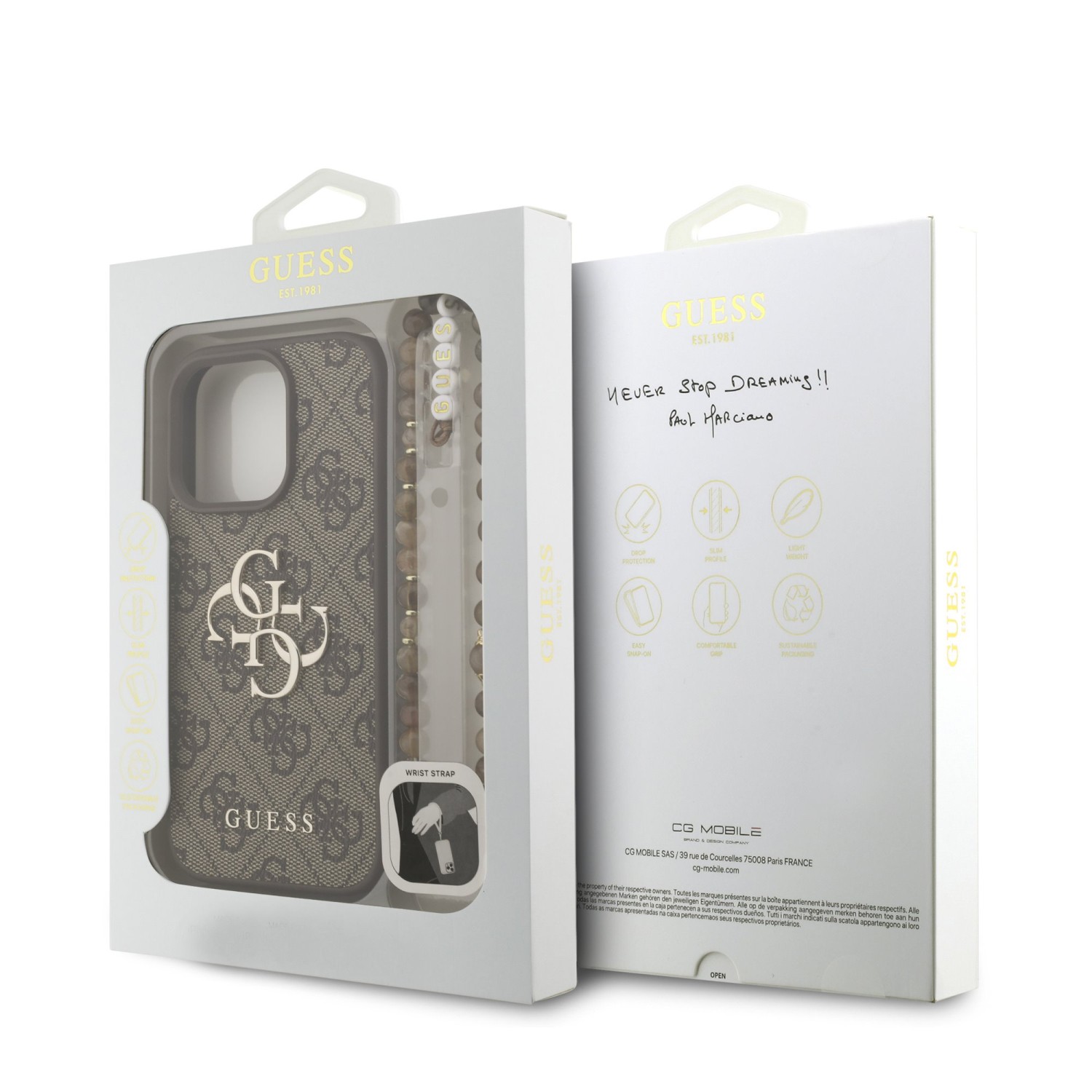 Guess PU 4G Metal Logo Strap Zadní Kryt pro iPhone 16 Pro Max Brown