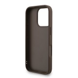 Guess PU 4G Metal Logo Strap Zadní Kryt pro iPhone 16 Pro Brown