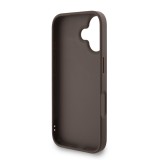 Guess PU 4G Metal Logo Strap Zadní Kryt pro iPhone 16 Brown