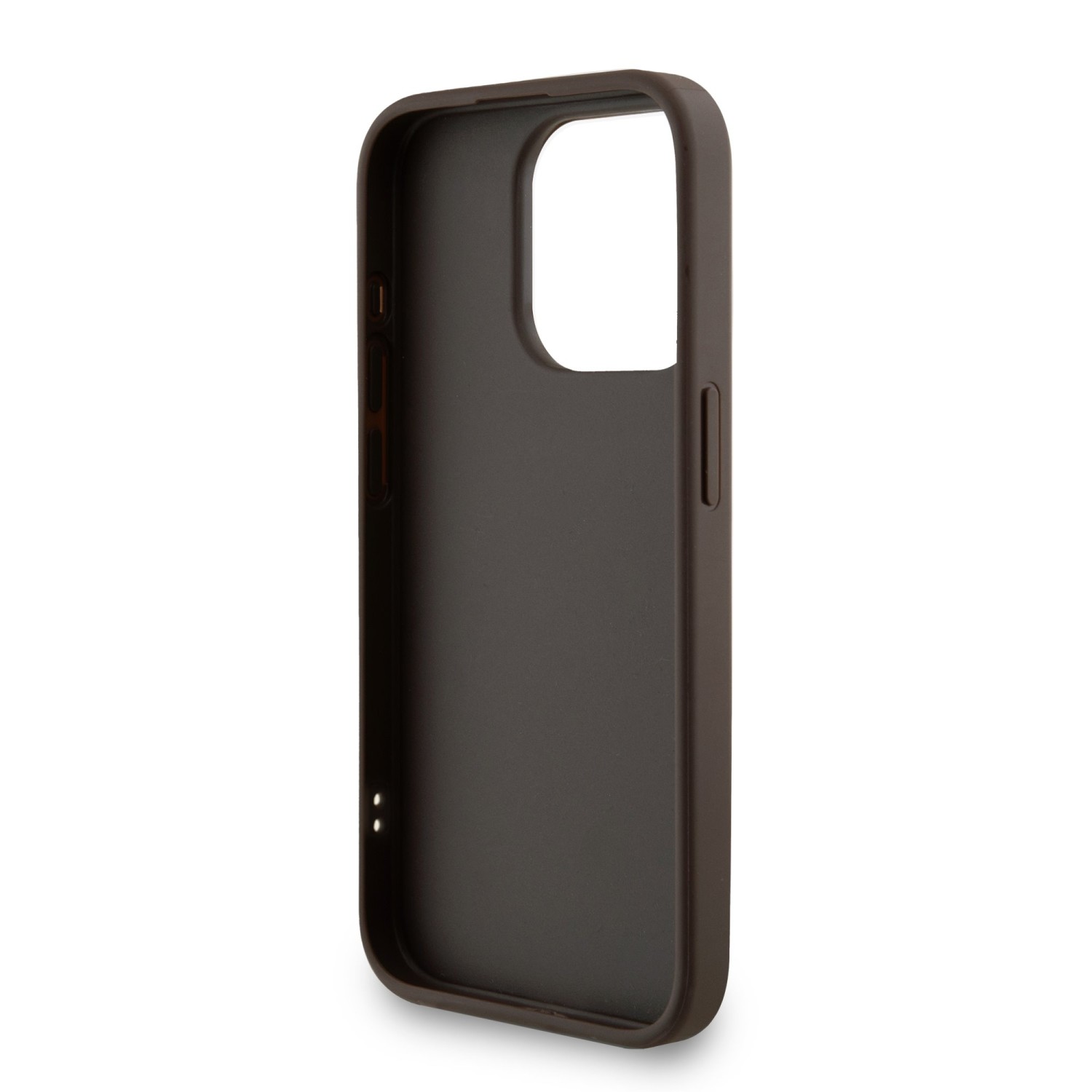 Guess PU 4G Metal Logo Strap Zadní Kryt pro iPhone 15 Pro Max Brown