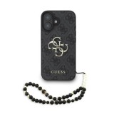 Zadní kryt Guess PU 4G Metal Logo Strap pro Apple iPhone 16 Pro Max, černá