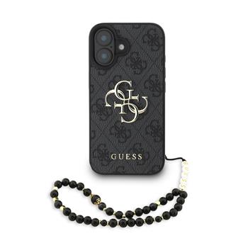 Zadní kryt Guess PU 4G Metal Logo Strap pro Apple iPhone 16 Pro Max, černá