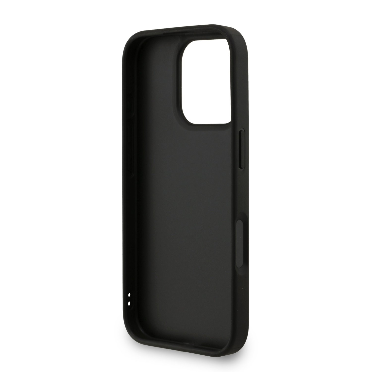 Guess PU 4G Metal Logo Strap Zadní Kryt pro iPhone 16 Pro Max Black