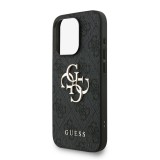 Guess PU 4G Metal Logo Strap Zadní Kryt pro iPhone 15 Pro Black