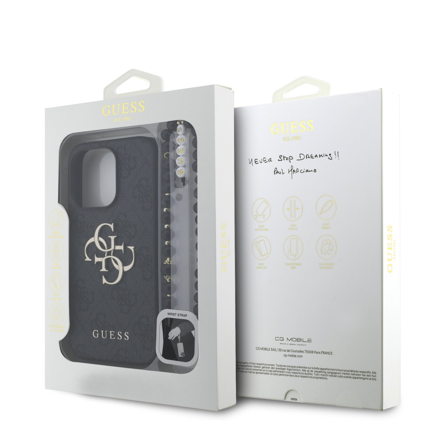 Guess PU 4G Metal Logo Strap Zadní Kryt pro iPhone 15 Pro Black