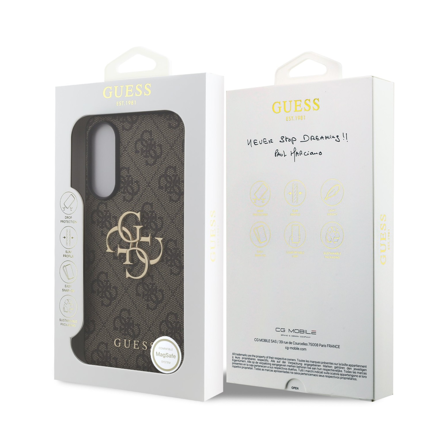 Guess PU 4G Metal Logo Zadní Kryt pro Samsung Galaxy S25 Edge Brown