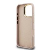 Guess PU 4G Metal Logo Stand Camera Frame Zadní Kryt pro iPhone 16 Pro Max Pink