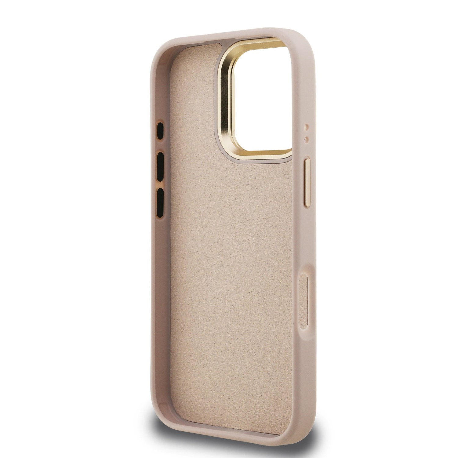 Guess PU 4G Metal Logo Stand Camera Frame Zadní Kryt pro iPhone 16 Pro Max Pink