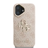 Guess PU 4G Metal Logo Stand Camera Frame Zadní Kryt pro iPhone 16 Pink