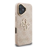 Guess PU 4G Metal Logo Stand Camera Frame Zadní Kryt pro iPhone 16 Pink