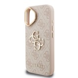Guess PU 4G Metal Logo Stand Camera Frame Zadní Kryt pro iPhone 16 Pink