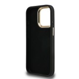Guess PU 4G Metal Logo Stand Camera Frame Zadní Kryt pro iPhone 15 Pro Max Black