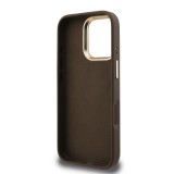 Guess PU 4G Metal Logo Stand Camera Frame Zadní Kryt pro iPhone 16 Pro Brown