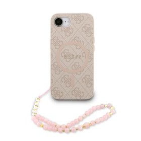 Zadní kryt Guess PU Leather 4G Colored Ring Strap MagSafe pro Apple iPhone 16e, růžová