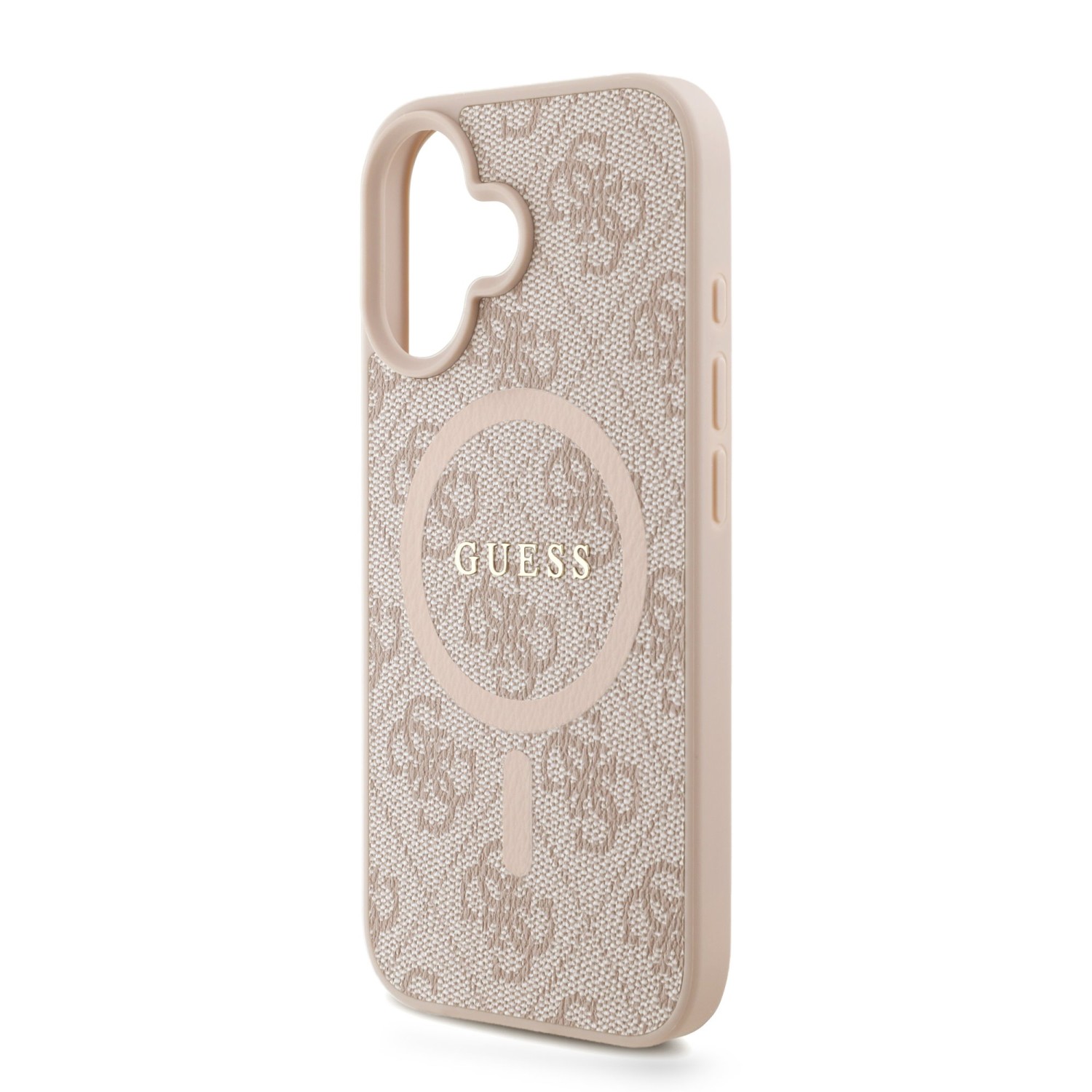Guess PU Leather 4G Colored Ring Strap MagSafe Zadní Kryt pro iPhone 16 Pink