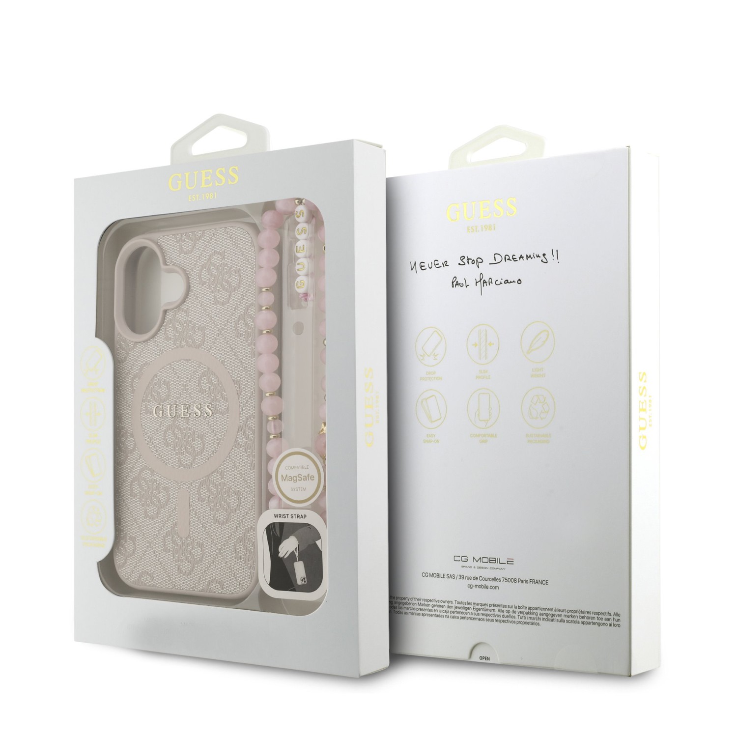 Guess PU Leather 4G Colored Ring Strap MagSafe Zadní Kryt pro iPhone 16 Pink