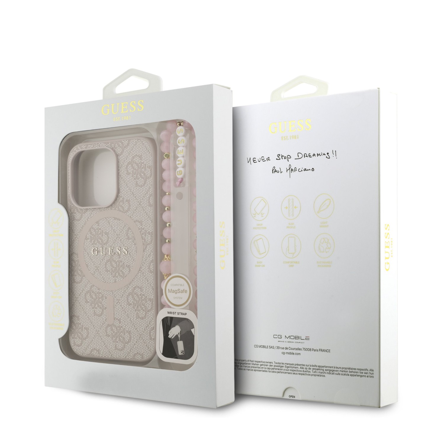 Guess PU Leather 4G Colored Ring Strap MagSafe Zadní Kryt pro iPhone 15 Pro Max Pink